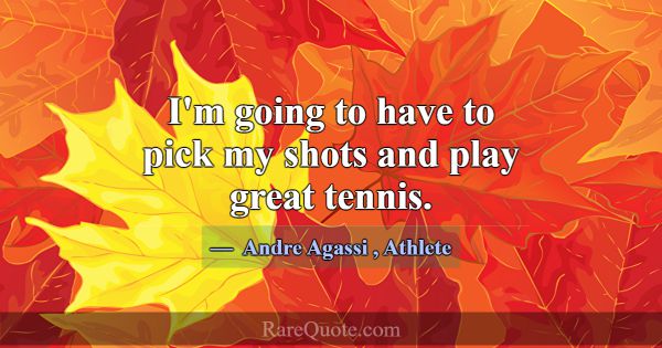 I'm going to have to pick my shots and play great ... -Andre Agassi