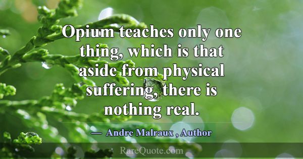Opium teaches only one thing, which is that aside ... -Andre Malraux
