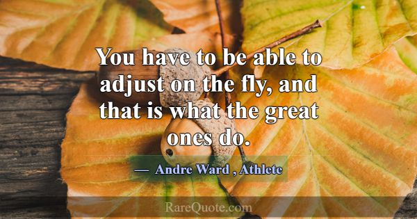 You have to be able to adjust on the fly, and that... -Andre Ward