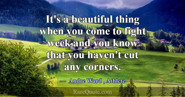 It's a beautiful thing when you come to fight week... -Andre Ward