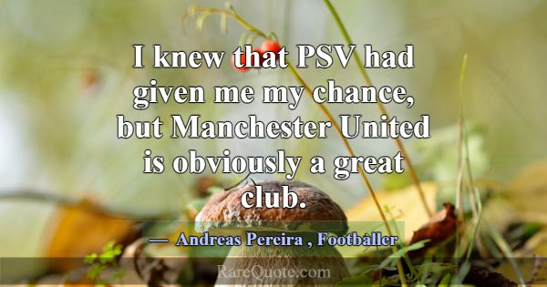 I knew that PSV had given me my chance, but Manche... -Andreas Pereira