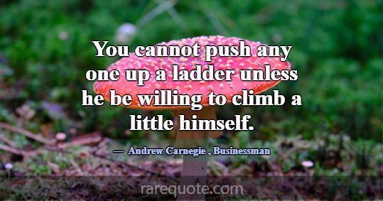 You cannot push any one up a ladder unless he be w... -Andrew Carnegie