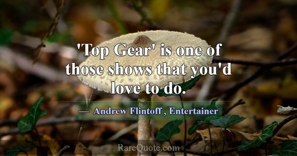 'Top Gear' is one of those shows that you'd love t... -Andrew Flintoff