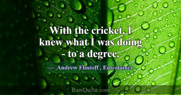 With the cricket, I knew what I was doing - to a d... -Andrew Flintoff
