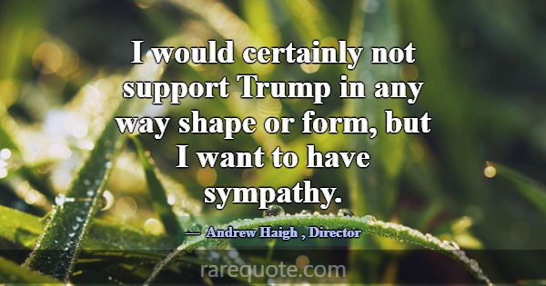 I would certainly not support Trump in any way sha... -Andrew Haigh