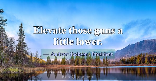 Elevate those guns a little lower.... -Andrew Jackson