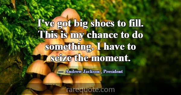 I've got big shoes to fill. This is my chance to d... -Andrew Jackson