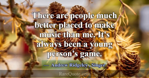 There are people much better placed to make music ... -Andrew Ridgeley