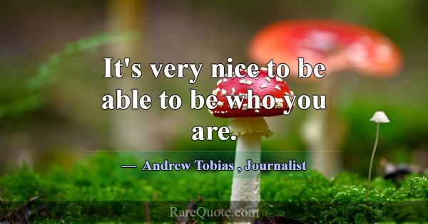 It's very nice to be able to be who you are.... -Andrew Tobias