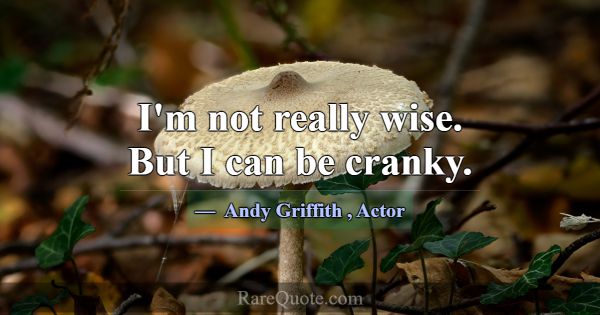 I'm not really wise. But I can be cranky.... -Andy Griffith