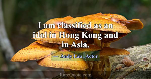 I am classified as an idol in Hong Kong and in Asi... -Andy Lau