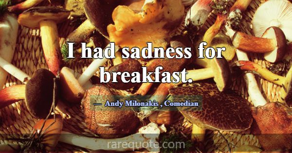 I had sadness for breakfast.... -Andy Milonakis