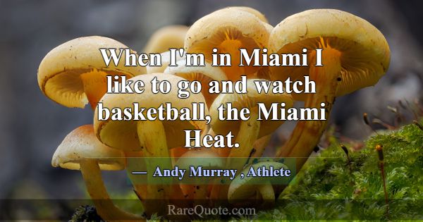 When I'm in Miami I like to go and watch basketbal... -Andy Murray
