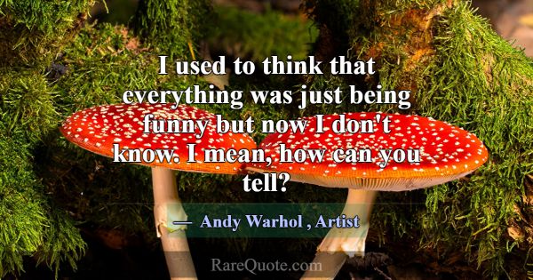 I used to think that everything was just being fun... -Andy Warhol