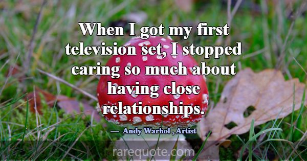 When I got my first television set, I stopped cari... -Andy Warhol