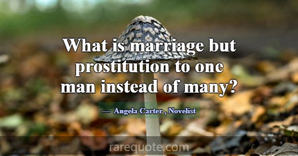 What is marriage but prostitution to one man inste... -Angela Carter