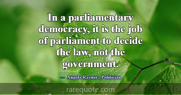 In a parliamentary democracy, it is the job of par... -Angela Rayner