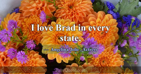 I love Brad in every state.... -Angelina Jolie