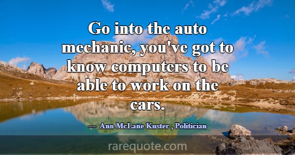 Go into the auto mechanic, you've got to know comp... -Ann McLane Kuster