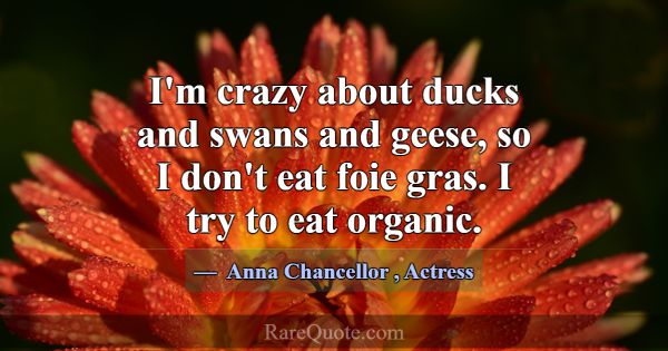 I'm crazy about ducks and swans and geese, so I do... -Anna Chancellor