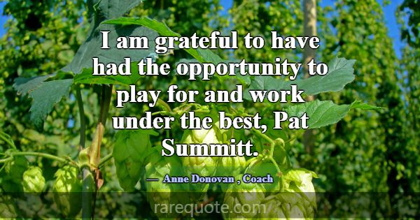 I am grateful to have had the opportunity to play ... -Anne Donovan
