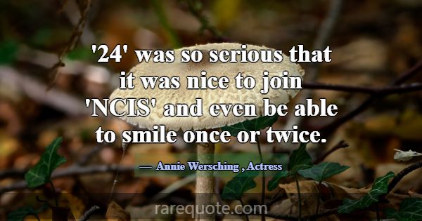'24' was so serious that it was nice to join 'NCIS... -Annie Wersching
