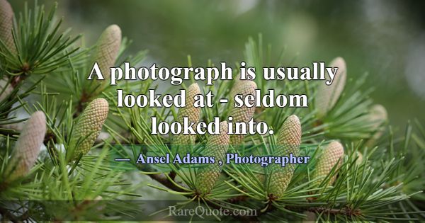 A photograph is usually looked at - seldom looked ... -Ansel Adams