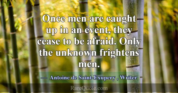 Once men are caught up in an event, they cease to ... -Antoine de Saint-Exupery