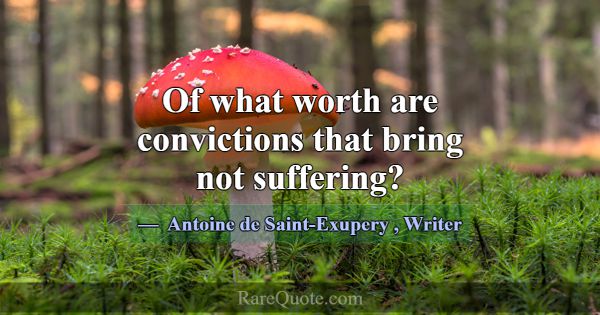 Of what worth are convictions that bring not suffe... -Antoine de Saint-Exupery