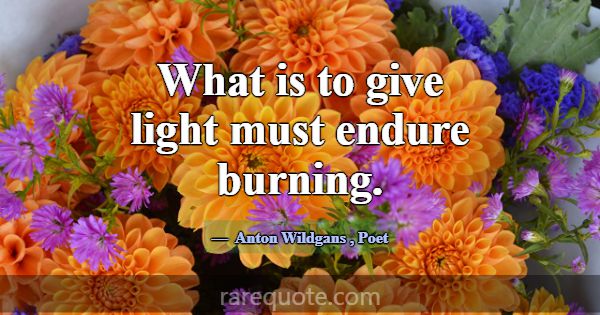 What is to give light must endure burning.... -Anton Wildgans