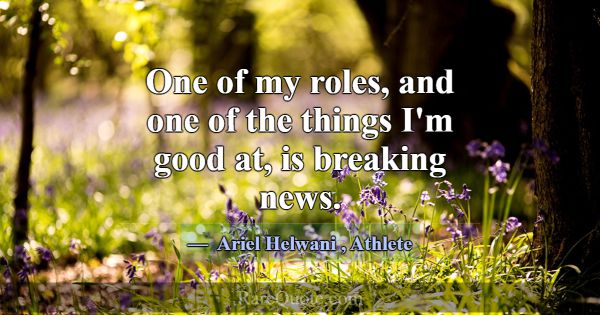 One of my roles, and one of the things I'm good at... -Ariel Helwani