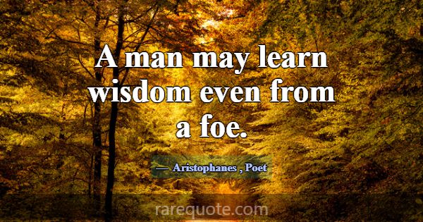 A man may learn wisdom even from a foe.... -Aristophanes