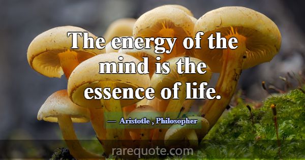The energy of the mind is the essence of life.... -Aristotle