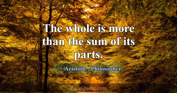 The whole is more than the sum of its parts.... -Aristotle