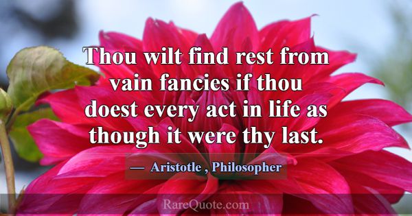 Thou wilt find rest from vain fancies if thou does... -Aristotle