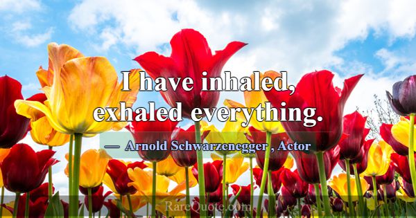 I have inhaled, exhaled everything.... -Arnold Schwarzenegger