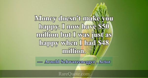 Money doesn't make you happy. I now have $50 milli... -Arnold Schwarzenegger