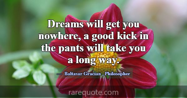 Dreams will get you nowhere, a good kick in the pa... -Baltasar Gracian