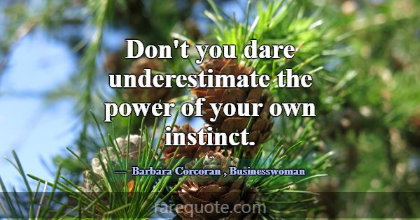 Don't you dare underestimate the power of your own... -Barbara Corcoran