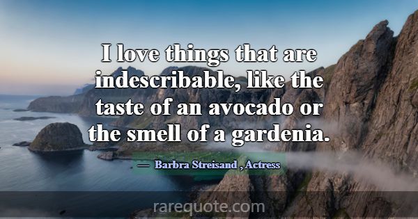 I love things that are indescribable, like the tas... -Barbra Streisand