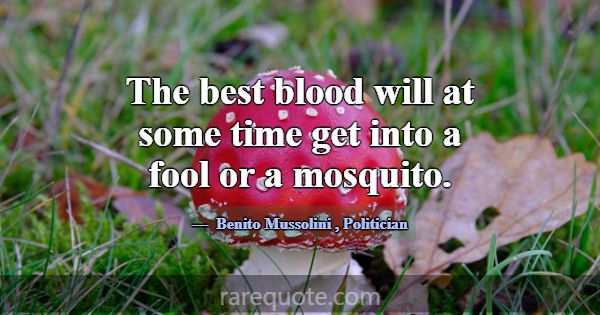 The best blood will at some time get into a fool o... -Benito Mussolini