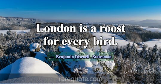 London is a roost for every bird.... -Benjamin Disraeli
