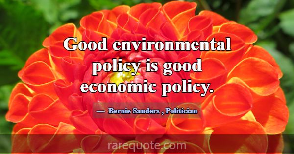Good environmental policy is good economic policy.... -Bernie Sanders