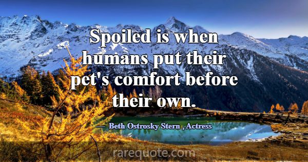Spoiled is when humans put their pet's comfort bef... -Beth Ostrosky Stern