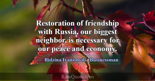 Restoration of friendship with Russia, our biggest... -Bidzina Ivanishvili