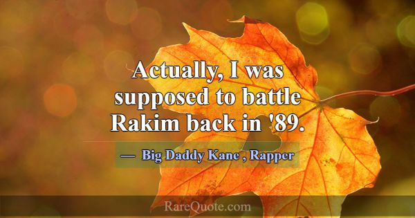 Actually, I was supposed to battle Rakim back in '... -Big Daddy Kane