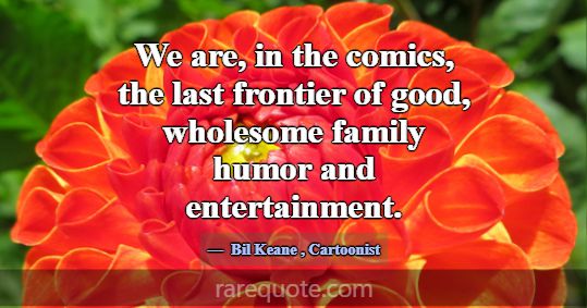 We are, in the comics, the last frontier of good, ... -Bil Keane