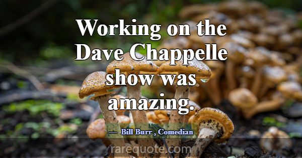 Working on the Dave Chappelle show was amazing.... -Bill Burr