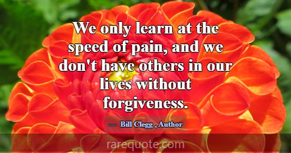 We only learn at the speed of pain, and we don't h... -Bill Clegg