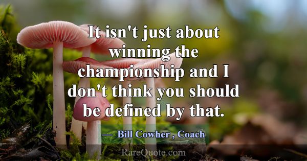 It isn't just about winning the championship and I... -Bill Cowher